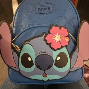 Disney Stitch Blue Kids Backpack with Pink Flower